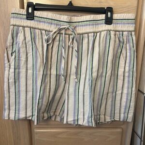 Vacation Short- pull on with elastic waist and drawstring.  Linen cotton blend